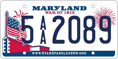 MD license plate 5AA2089