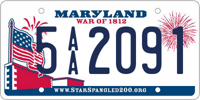 MD license plate 5AA2091