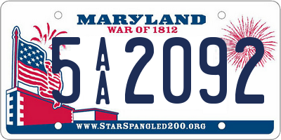 MD license plate 5AA2092