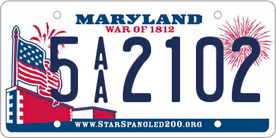 MD license plate 5AA2102