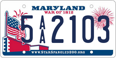 MD license plate 5AA2103