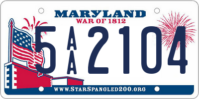 MD license plate 5AA2104