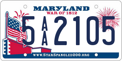 MD license plate 5AA2105