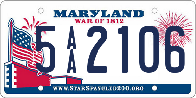 MD license plate 5AA2106