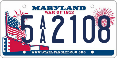 MD license plate 5AA2108