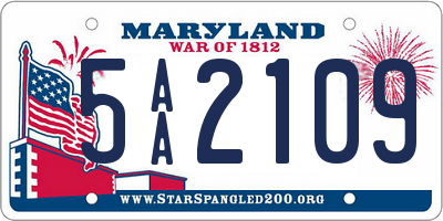 MD license plate 5AA2109