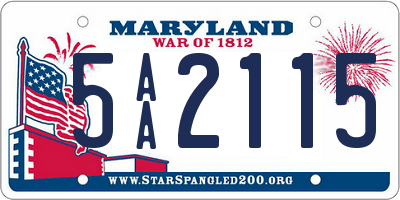 MD license plate 5AA2115