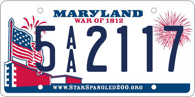 MD license plate 5AA2117