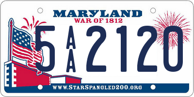 MD license plate 5AA2120