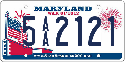 MD license plate 5AA2121