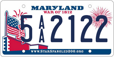 MD license plate 5AA2122