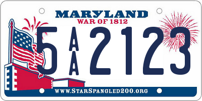 MD license plate 5AA2123