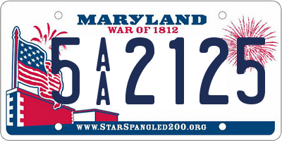 MD license plate 5AA2125