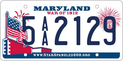 MD license plate 5AA2129