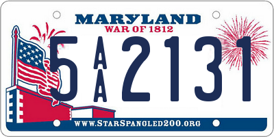 MD license plate 5AA2131