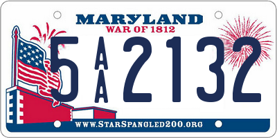 MD license plate 5AA2132