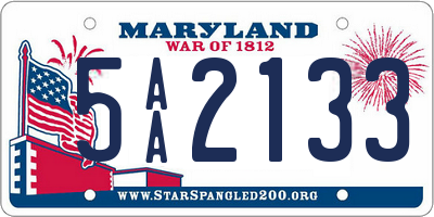 MD license plate 5AA2133