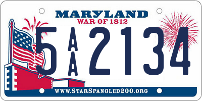 MD license plate 5AA2134