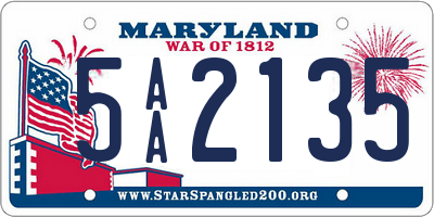 MD license plate 5AA2135