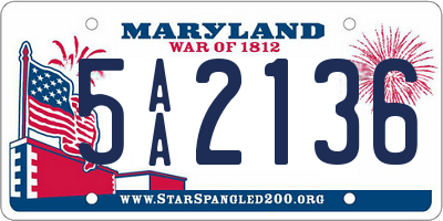 MD license plate 5AA2136