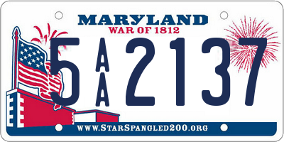 MD license plate 5AA2137