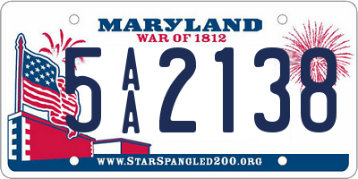 MD license plate 5AA2138