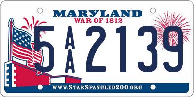 MD license plate 5AA2139