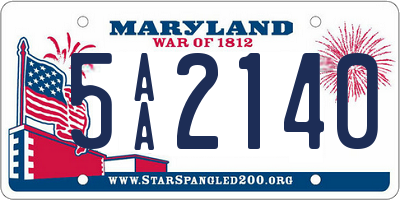 MD license plate 5AA2140