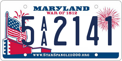 MD license plate 5AA2141