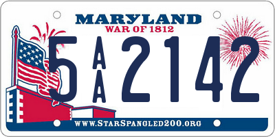 MD license plate 5AA2142