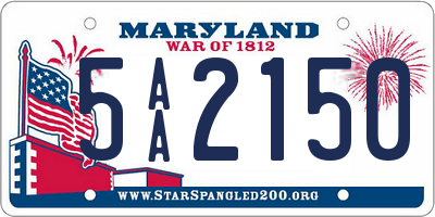 MD license plate 5AA2150