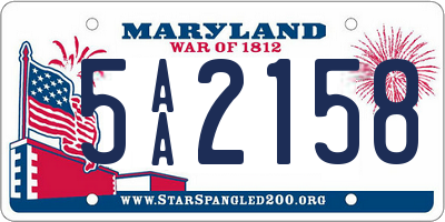 MD license plate 5AA2158