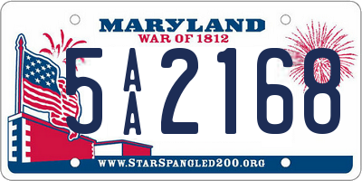 MD license plate 5AA2168