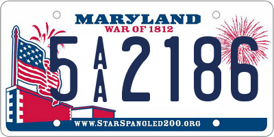 MD license plate 5AA2186