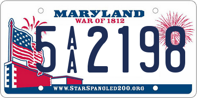 MD license plate 5AA2198