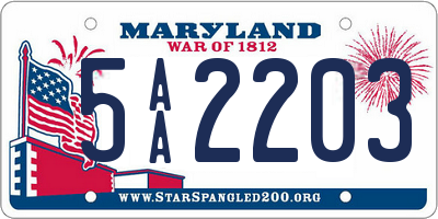 MD license plate 5AA2203