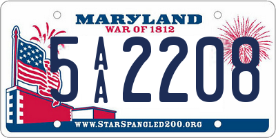 MD license plate 5AA2208