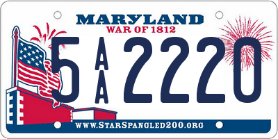 MD license plate 5AA2220