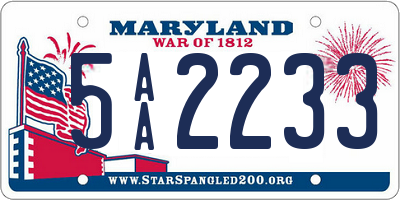 MD license plate 5AA2233