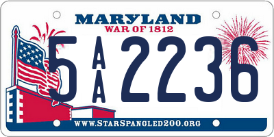 MD license plate 5AA2236