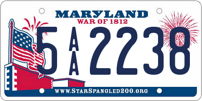 MD license plate 5AA2238