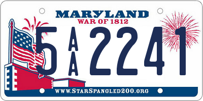 MD license plate 5AA2241