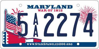 MD license plate 5AA2274