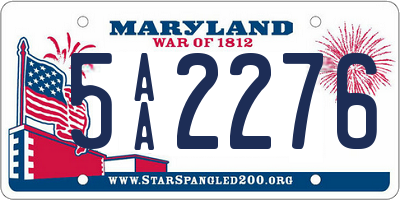 MD license plate 5AA2276