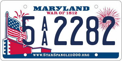 MD license plate 5AA2282