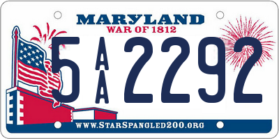 MD license plate 5AA2292