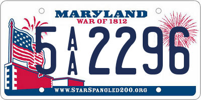 MD license plate 5AA2296