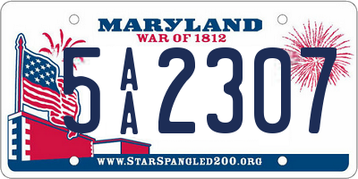 MD license plate 5AA2307