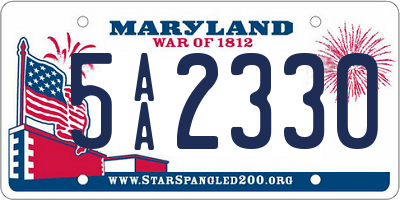 MD license plate 5AA2330