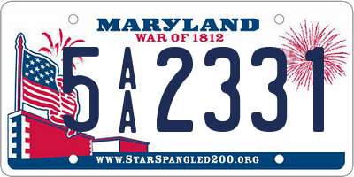 MD license plate 5AA2331